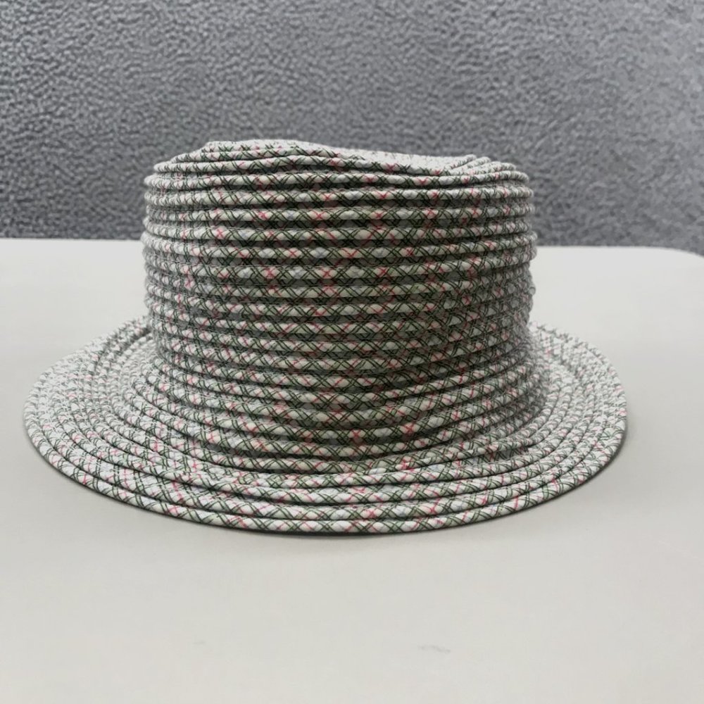 Alessandra Bacci Cotton Bucket Hat Cream wi. Red Black Argyle Diamond Italy NWOT